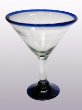  / Juego de 6 copas para martini con borde azul cobalto